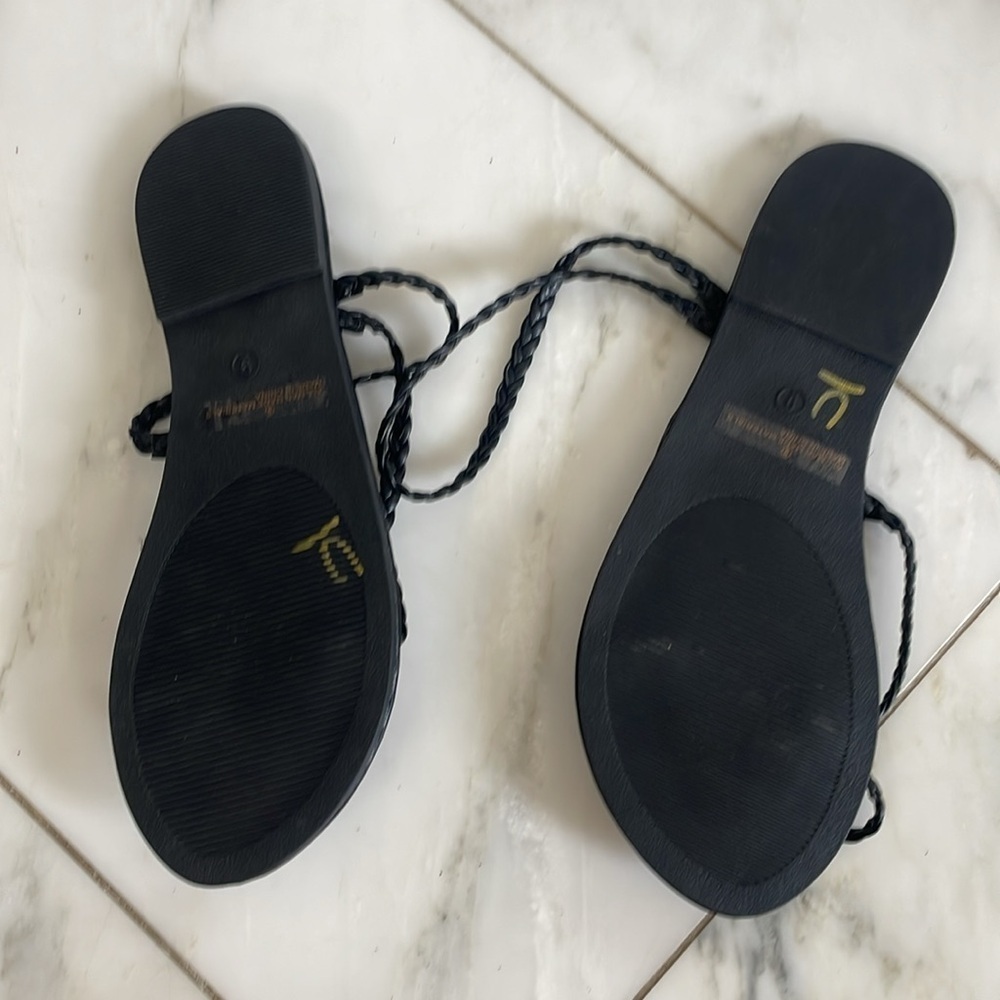NWOT Lulu’s Mirela women’s 9 black braided strappy flat summer sandal summer - Picture 4 of 5